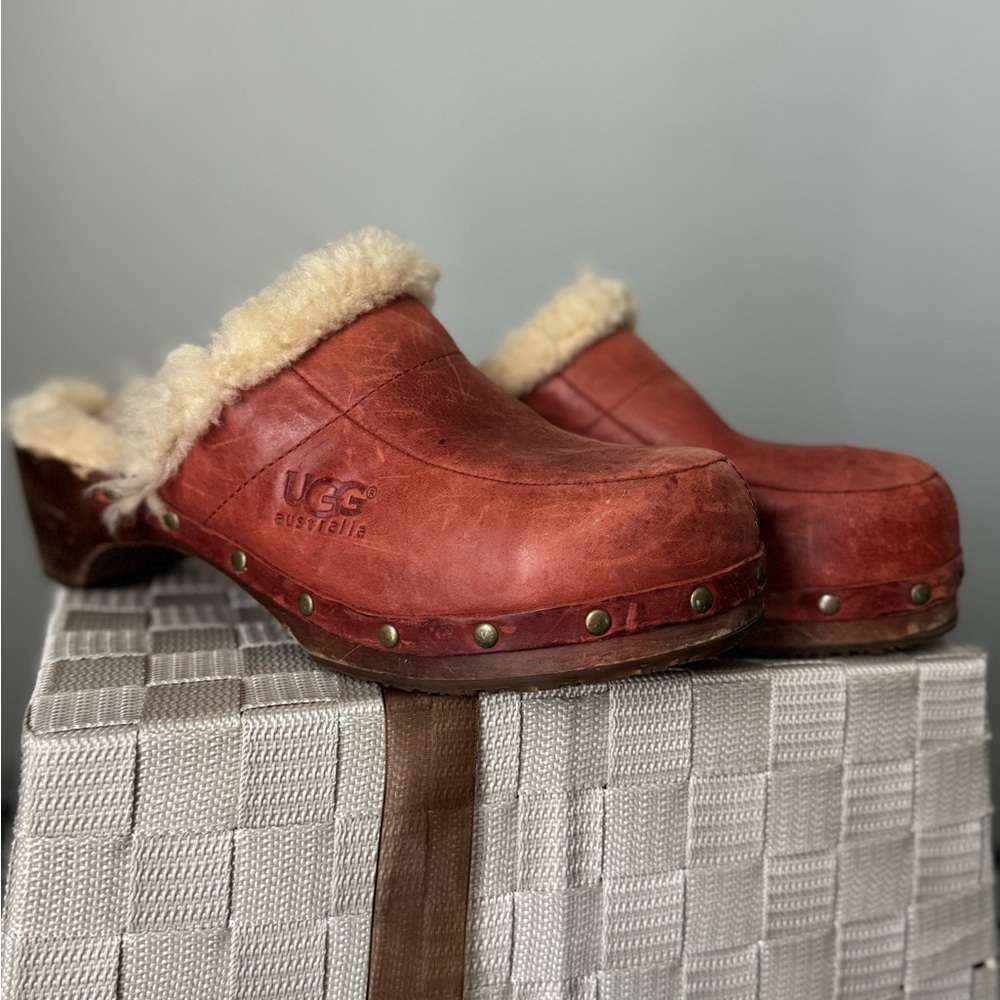 UGG Brown Shearling Lined Clogs